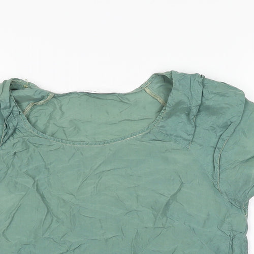 Autograph Womens Green Silk Basic T-Shirt Size 10 Round Neck