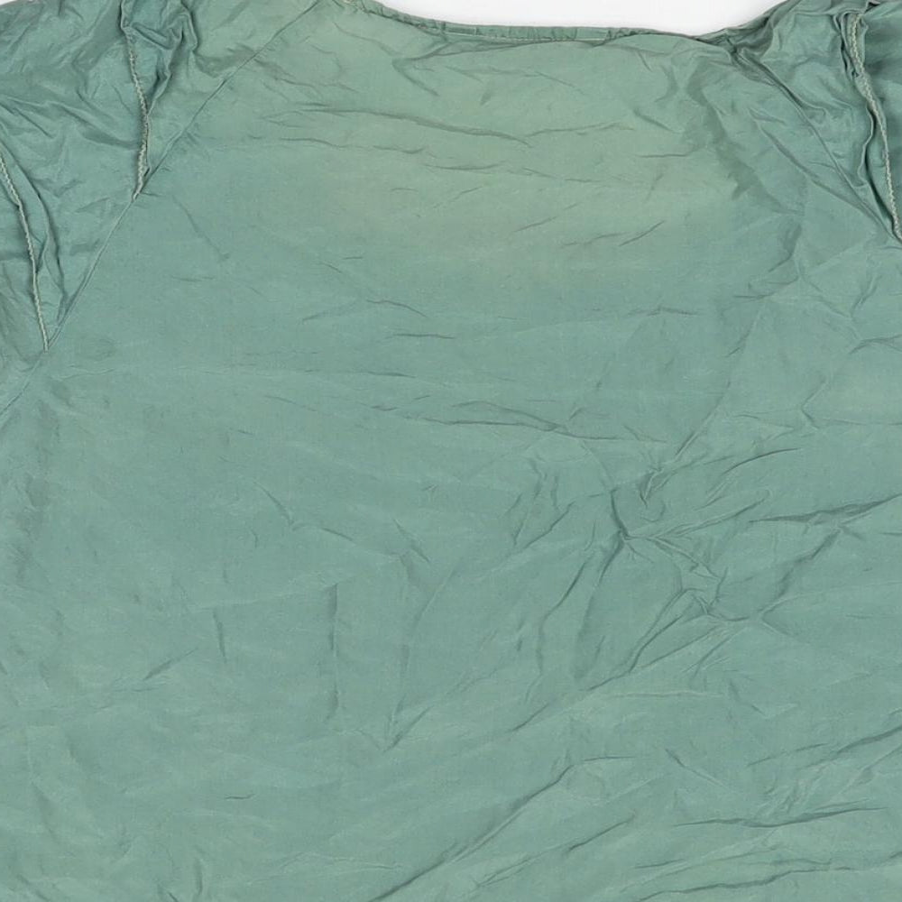 Autograph Womens Green Silk Basic T-Shirt Size 10 Round Neck