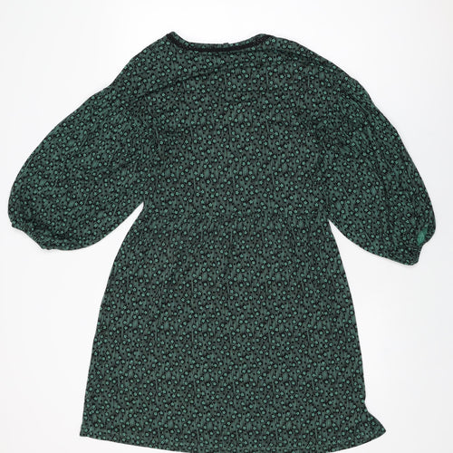 NEXT Womens Green Floral Viscose Shift Size 8 V-Neck Pullover