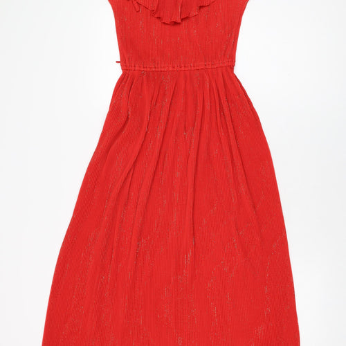 Richard Shops Womens Red Polyester Maxi Size 10 Scoop Neck Tie