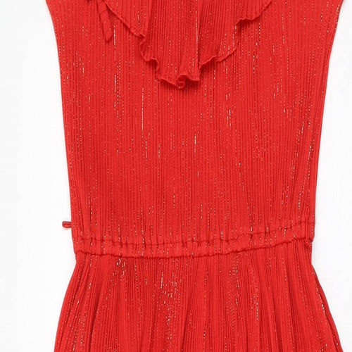 Richard Shops Womens Red Polyester Maxi Size 10 Scoop Neck Tie
