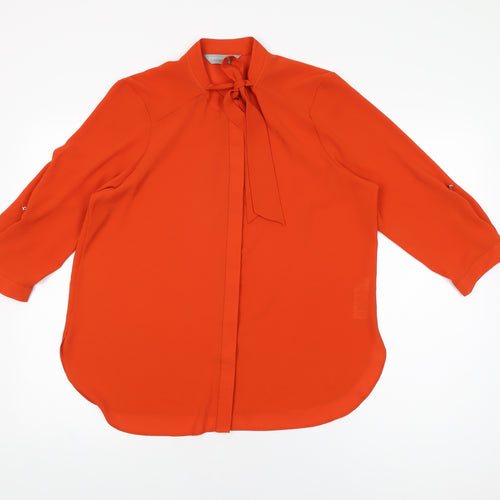 Dorothy Perkins Womens Red Polyester Basic Button-Up Size 14 Round Neck