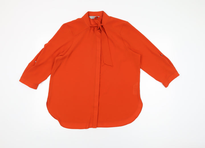 Dorothy Perkins Womens Red Polyester Basic Button-Up Size 14 Round Neck