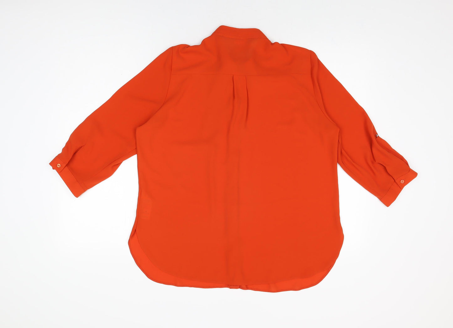 Dorothy Perkins Womens Red Polyester Basic Button-Up Size 14 Round Neck