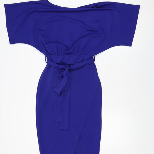 Stylewise Womens Blue Polyester Bodycon Size 10 Boat Neck Pullover