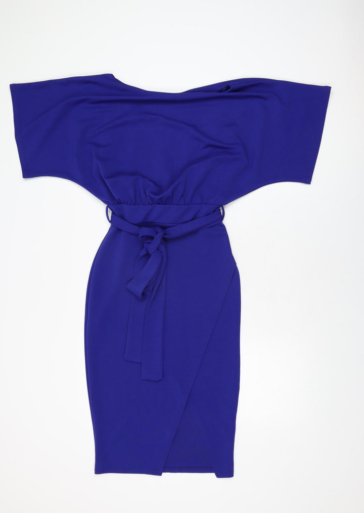 Stylewise Womens Blue Polyester Bodycon Size 10 Boat Neck Pullover