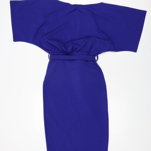 Stylewise Womens Blue Polyester Bodycon Size 10 Boat Neck Pullover