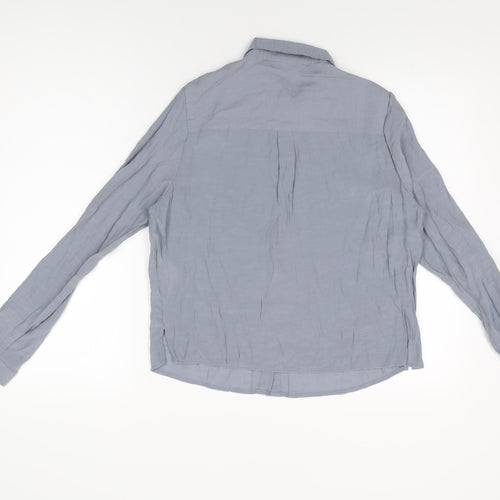 New Look Womens Grey Polyester Basic Button-Up Size 10 Collared