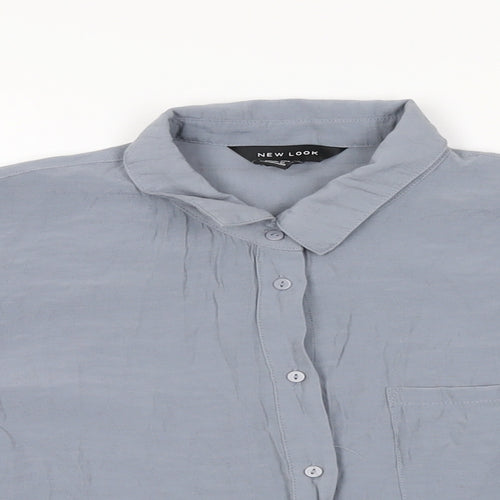 New Look Womens Grey Polyester Basic Button-Up Size 10 Collared