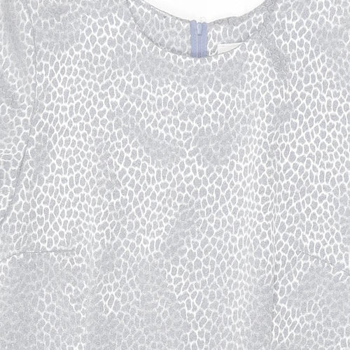 Satsuma Womens Grey Geometric Polyester Shift Size 14 Round Neck Zip