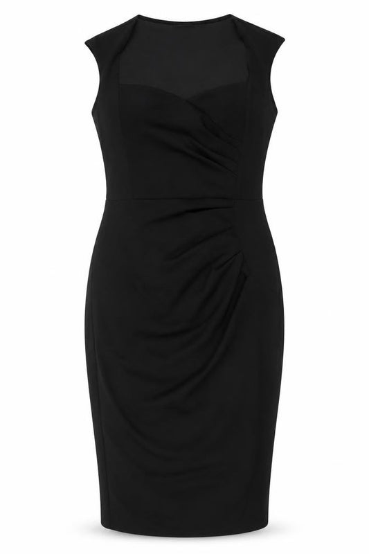 Front view of Boohoo women’s black polyester bodycon, size UK 12, sweetheart pullover