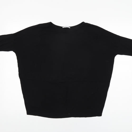 Zara Womens Black Viscose Basic T-Shirt Size S Round Neck