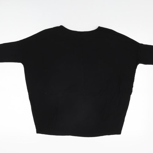 Zara Womens Black Viscose Basic T-Shirt Size S Round Neck