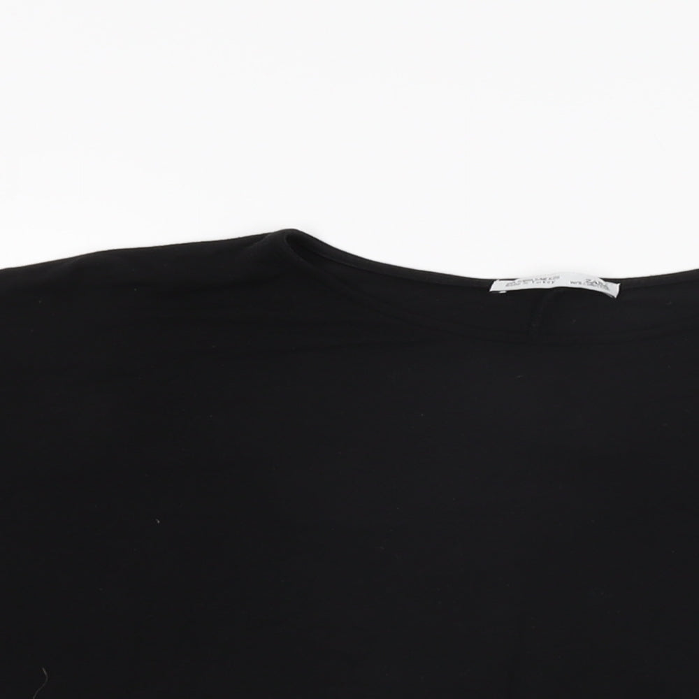 Zara Womens Black Viscose Basic T-Shirt Size S Round Neck