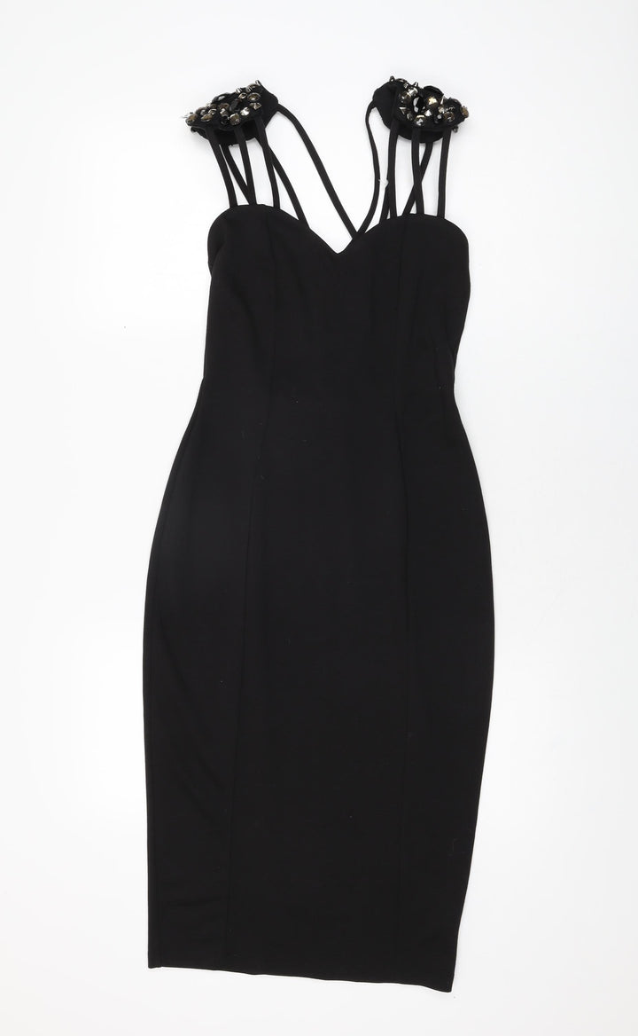 ASOS Womens Black Polyester Bodycon Size 6 Sweetheart Pullover