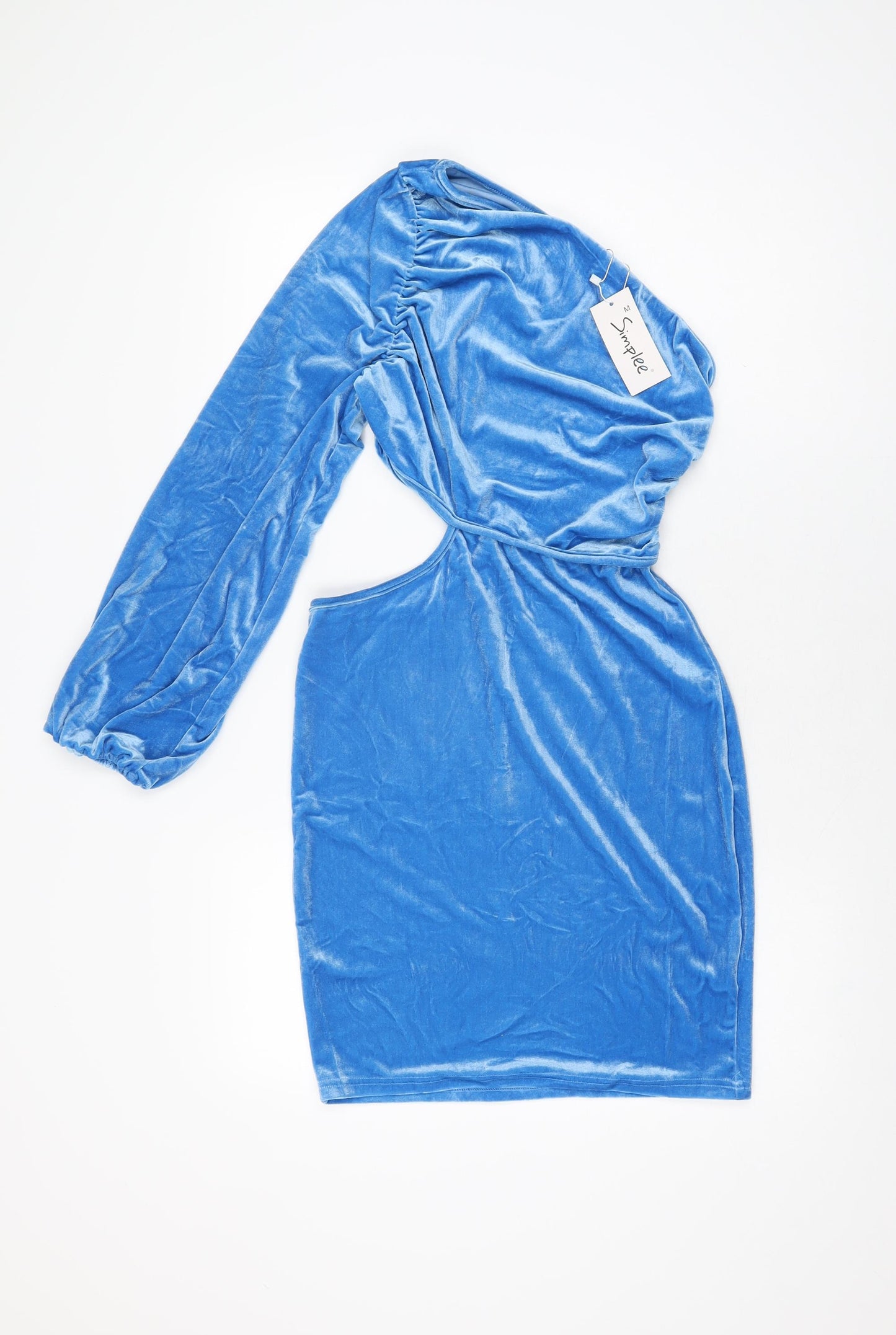 Simplee Womens Blue Polyester Mini Size M One Shoulder Pullover