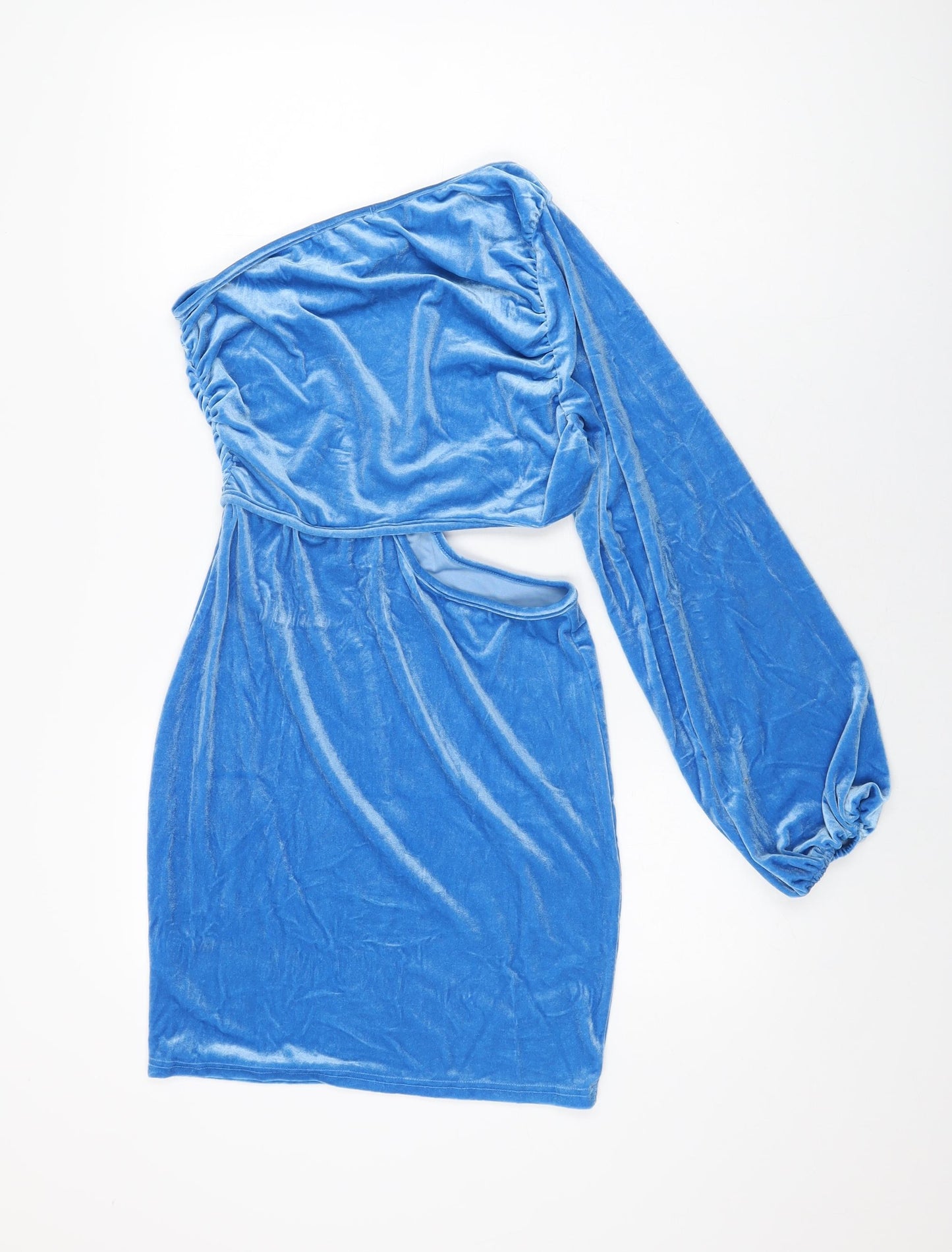 Simplee Womens Blue Polyester Mini Size M One Shoulder Pullover