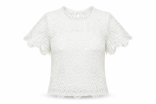 Front view of New Look women’s white geometric polyester basic t-shirt, size UK 12, round neck