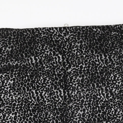 NEXT Womens Black Geometric Acrylic A-Line Skirt Size 20 Zip