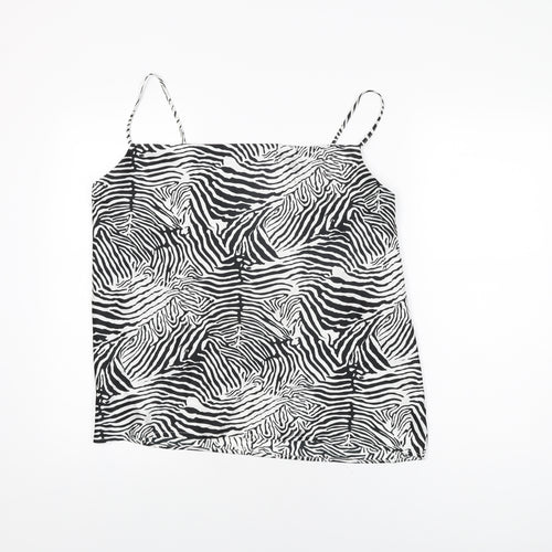 River Island Womens White Geometric Polyester Camisole T-Shirt Size 12 Square Neck