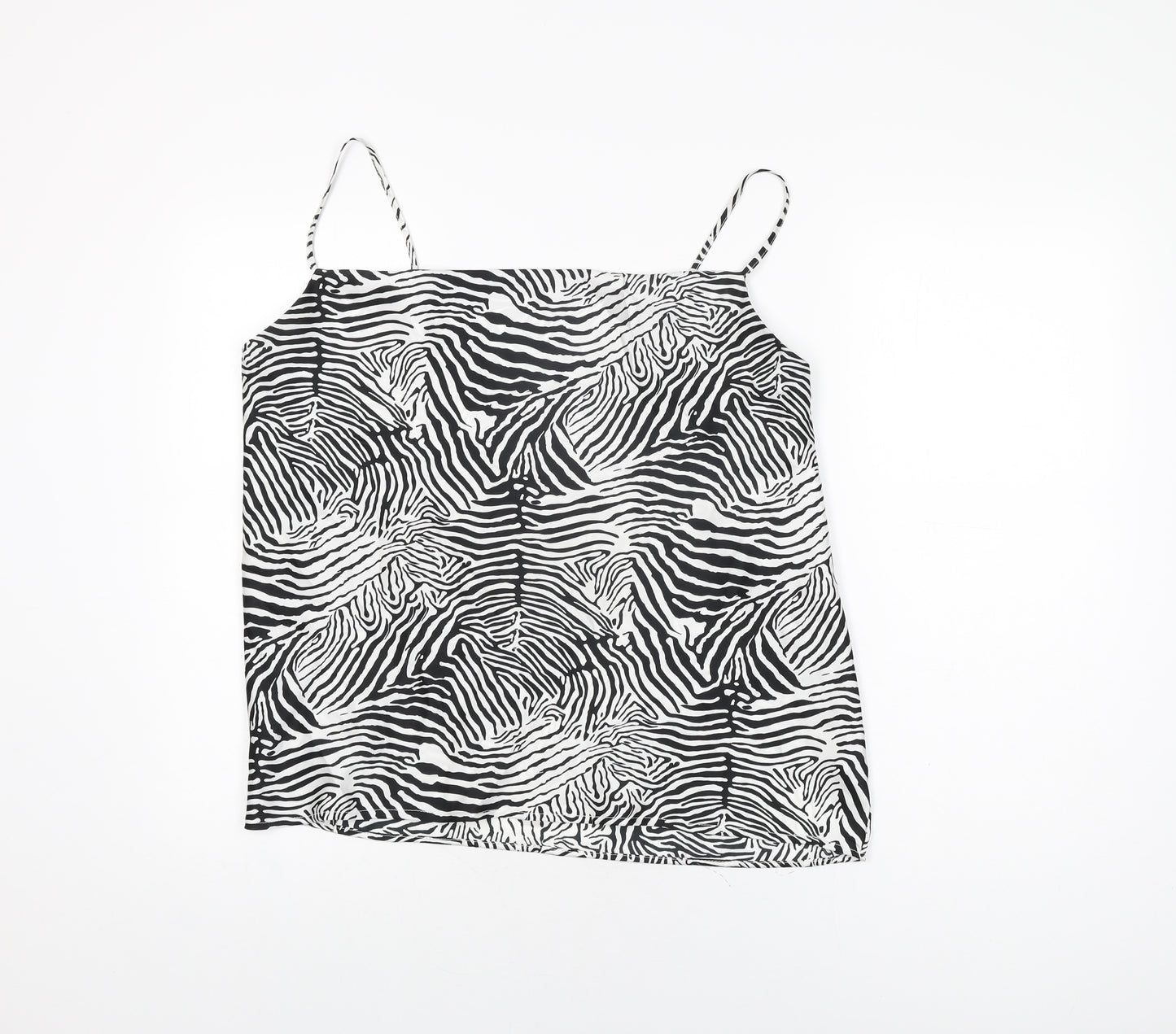 River Island Womens White Geometric Polyester Camisole T-Shirt Size 12 Square Neck