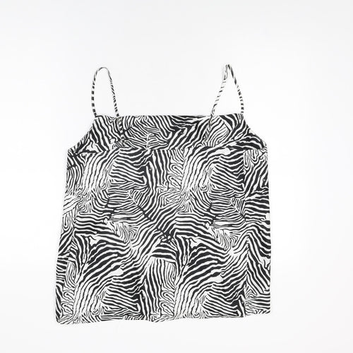 River Island Womens White Geometric Polyester Camisole T-Shirt Size 12 Square Neck
