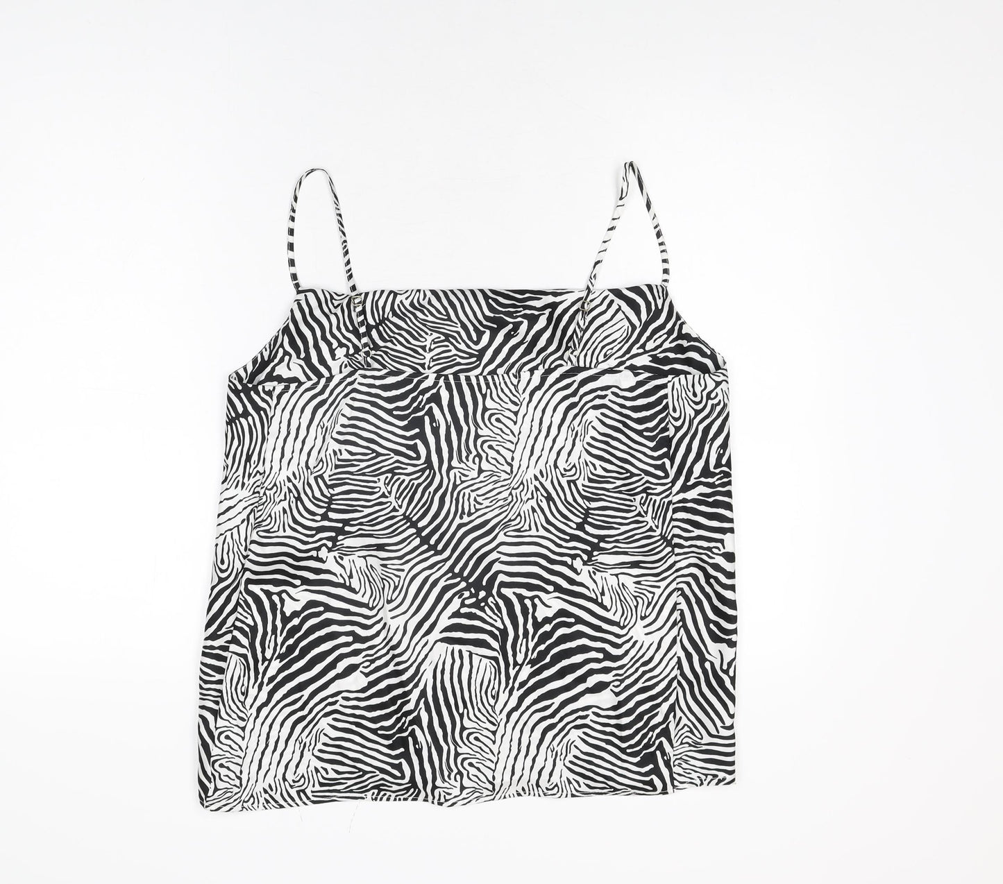 River Island Womens White Geometric Polyester Camisole T-Shirt Size 12 Square Neck