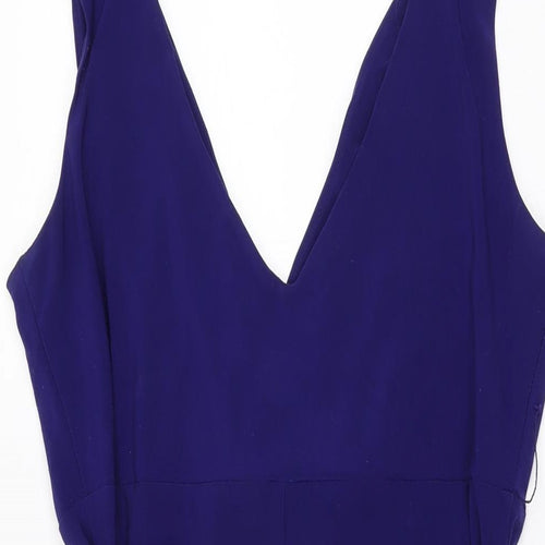 Scarlett Nite Womens Blue Polyester A-Line Size 10 V-Neck Tie