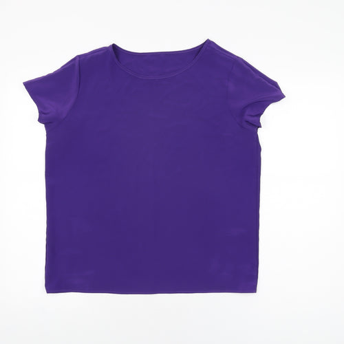 St Michael Womens Purple Polyester Basic T-Shirt Size 12 Round Neck