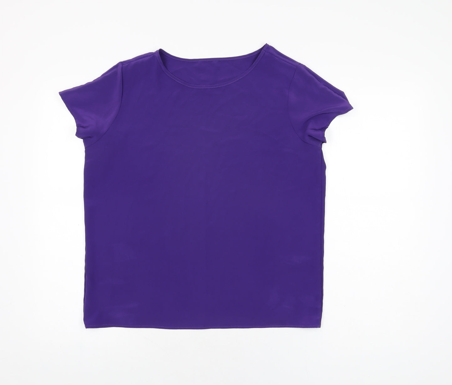 St Michael Womens Purple Polyester Basic T-Shirt Size 12 Round Neck