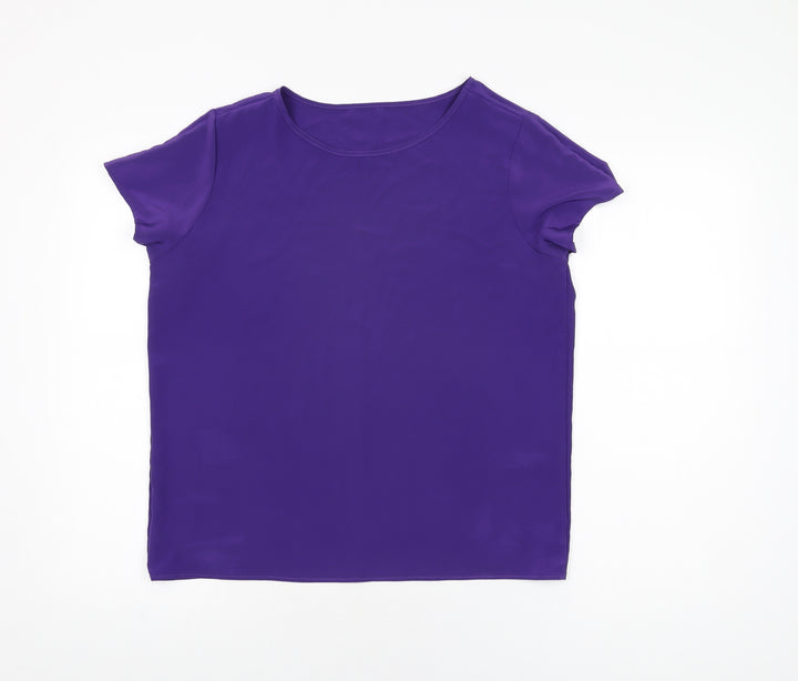 St Michael Womens Purple Polyester Basic T-Shirt Size 12 Round Neck