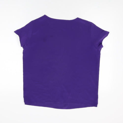 St Michael Womens Purple Polyester Basic T-Shirt Size 12 Round Neck