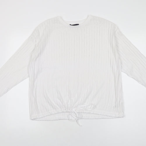Marks and Spencer Womens White Polyester Basic T-Shirt Size 10 Round Neck