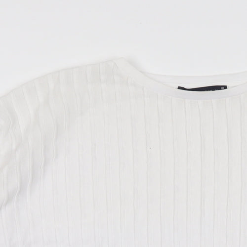 Marks and Spencer Womens White Polyester Basic T-Shirt Size 10 Round Neck