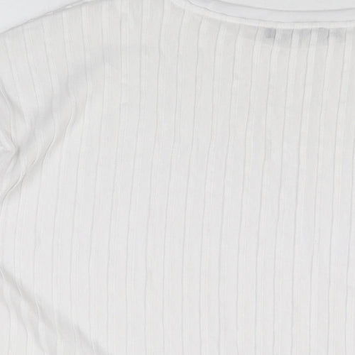 Marks and Spencer Womens White Polyester Basic T-Shirt Size 10 Round Neck