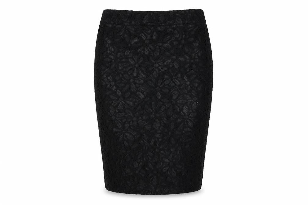Autograph Womens Black Geometric Polyester Straight & Pencil Skirt Size 12 Zip