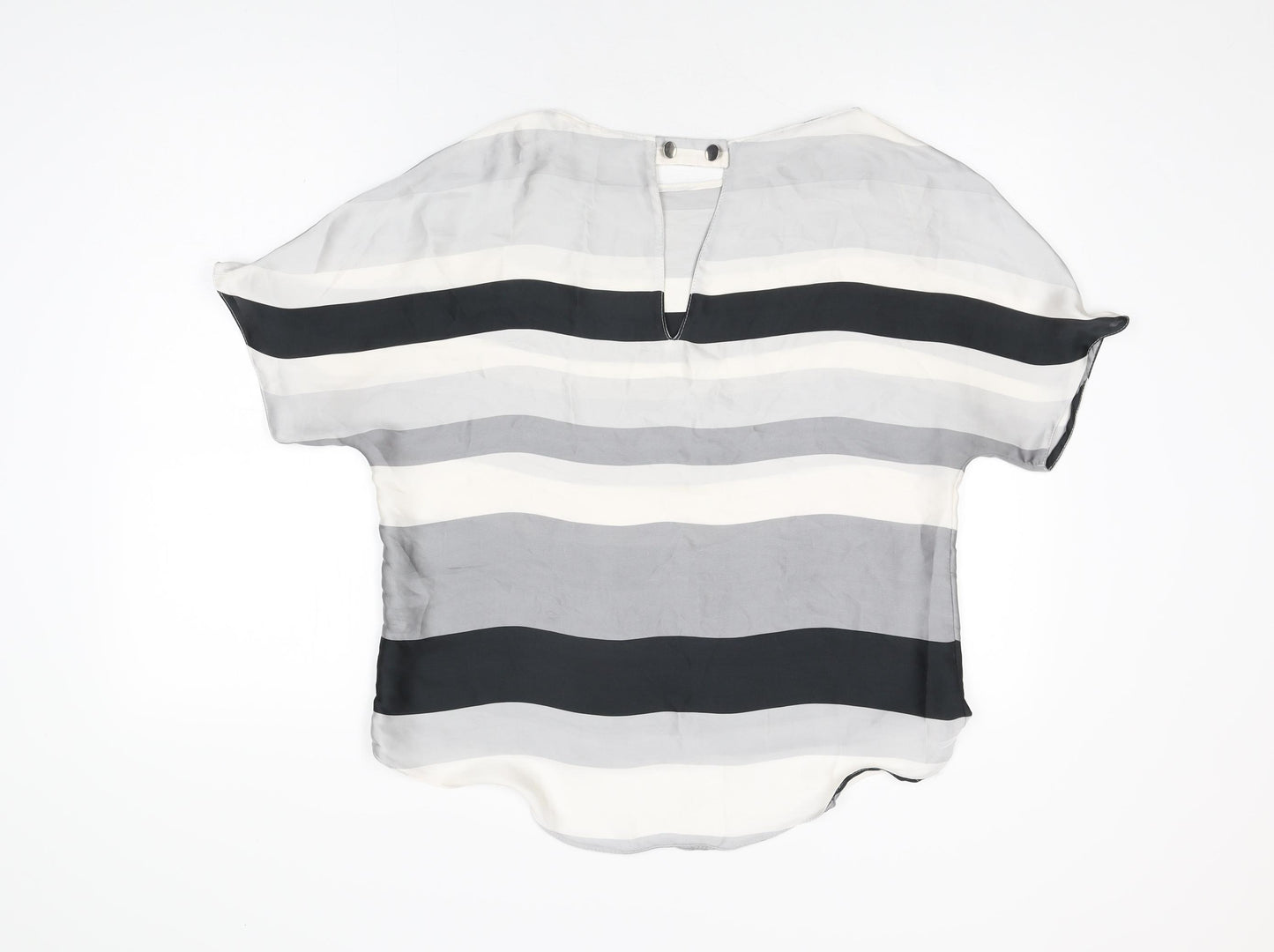 Zara Womens Grey Striped Polyester Basic Blouse Size M Round Neck