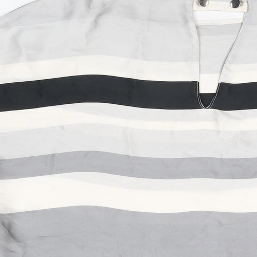 Zara Womens Grey Striped Polyester Basic Blouse Size M Round Neck