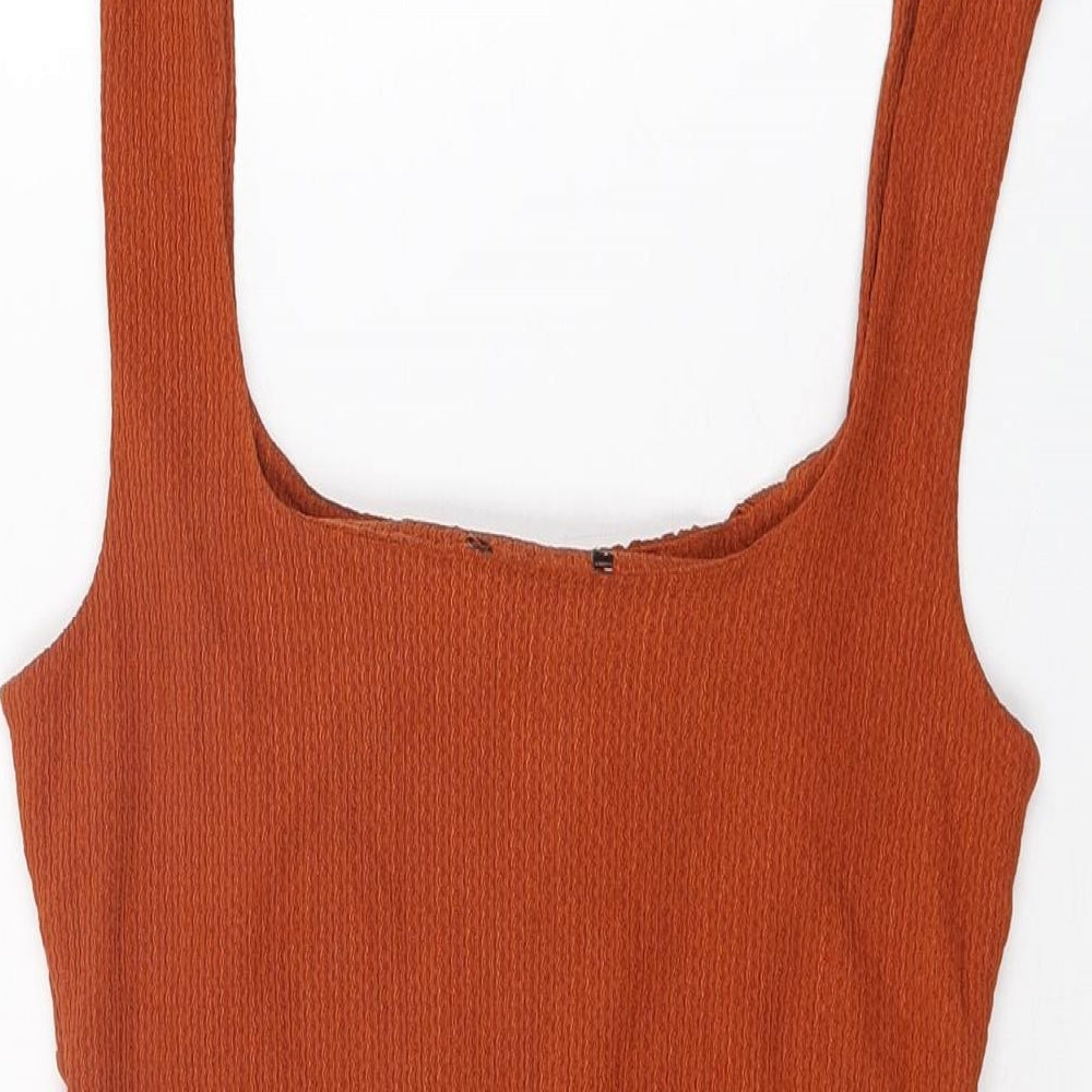 New Look Womens Orange Polyester Bodysuit One-Piece Size 12 Snap