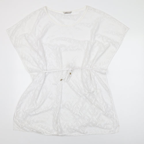Marks and Spencer Womens White Geometric Polyester Cover Up Size 10