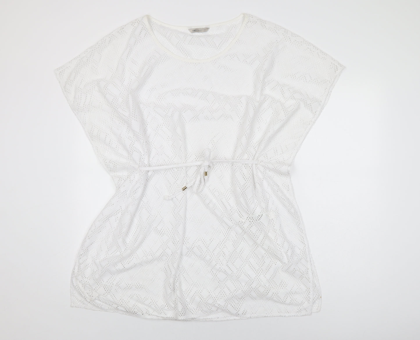 Marks and Spencer Womens White Geometric Polyester Cover Up Size 10
