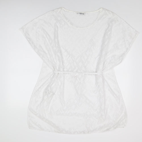 Marks and Spencer Womens White Geometric Polyester Cover Up Size 10