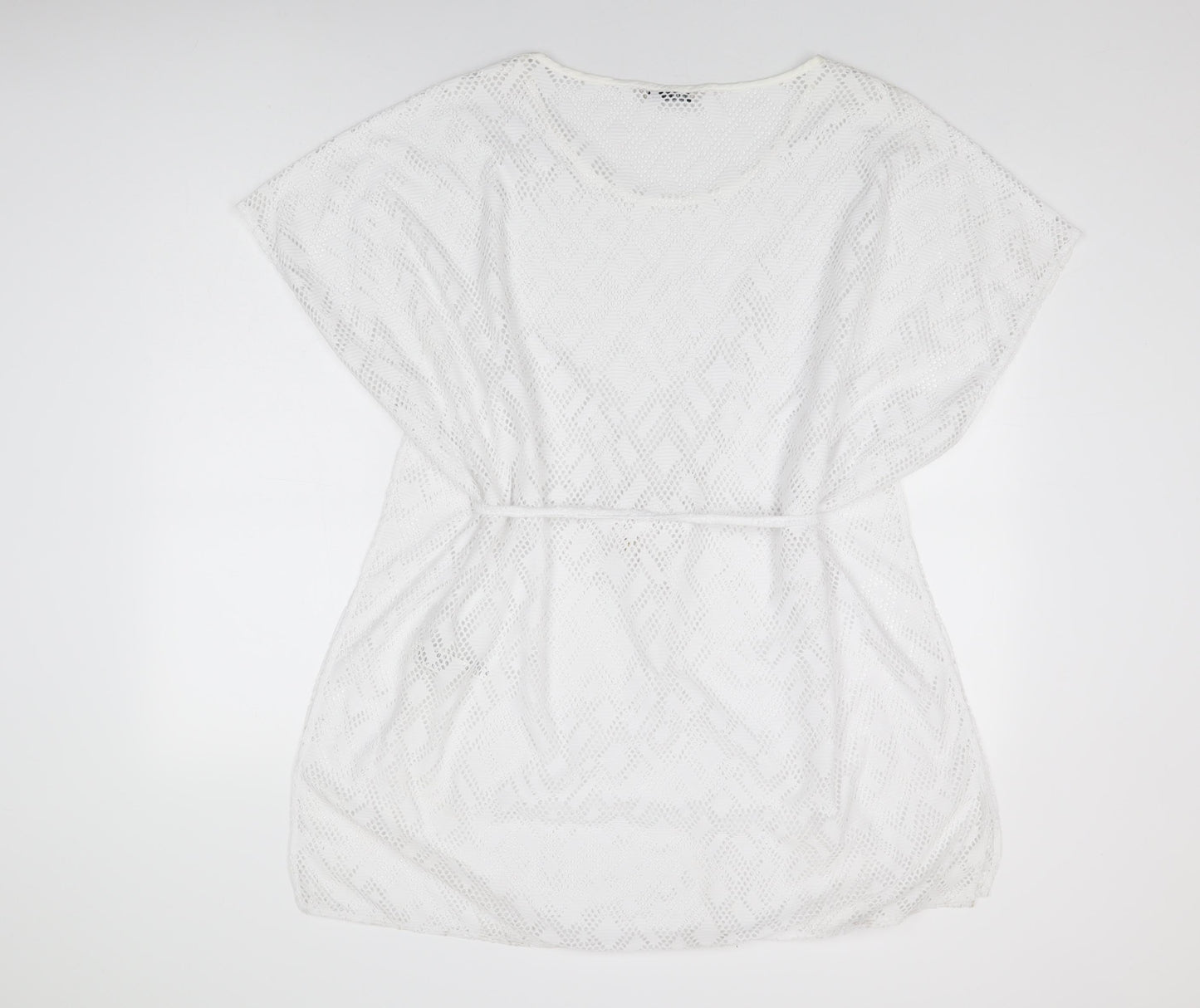 Marks and Spencer Womens White Geometric Polyester Cover Up Size 10