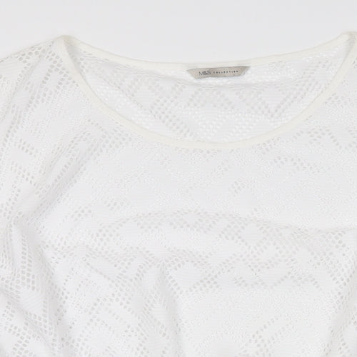 Marks and Spencer Womens White Geometric Polyester Cover Up Size 10
