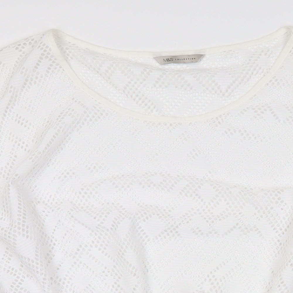 Marks and Spencer Womens White Geometric Polyester Cover Up Size 10