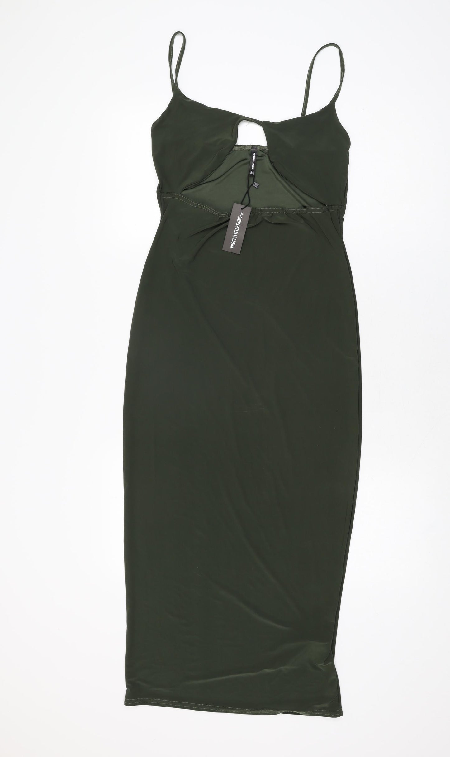 PRETTYLITTLETHING Womens Green Polyester Bodycon Size 14 V-Neck Pullover
