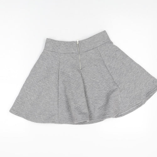 H&M Womens Grey Polyester Skater Skirt Size XS Zip