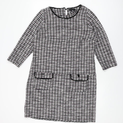 Wallis Womens Multicoloured Geometric Polyester Shift Size 12 Round Neck Button