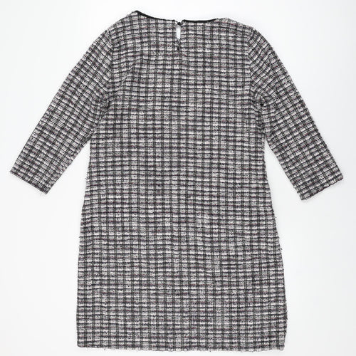 Wallis Womens Multicoloured Geometric Polyester Shift Size 12 Round Neck Button
