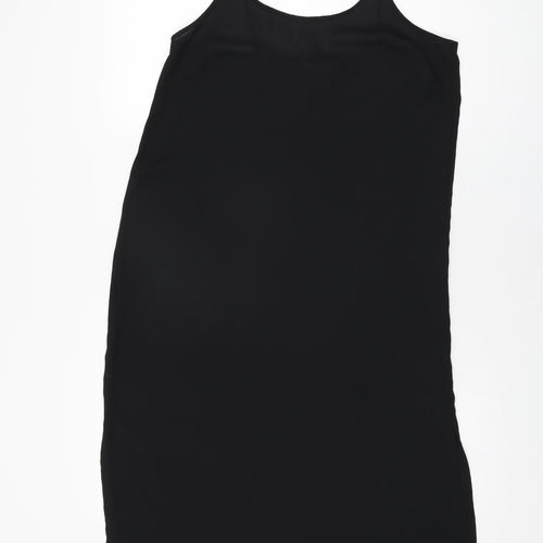 H&M Womens Black Polyester Slip Dress Size 10 Scoop Neck Pullover